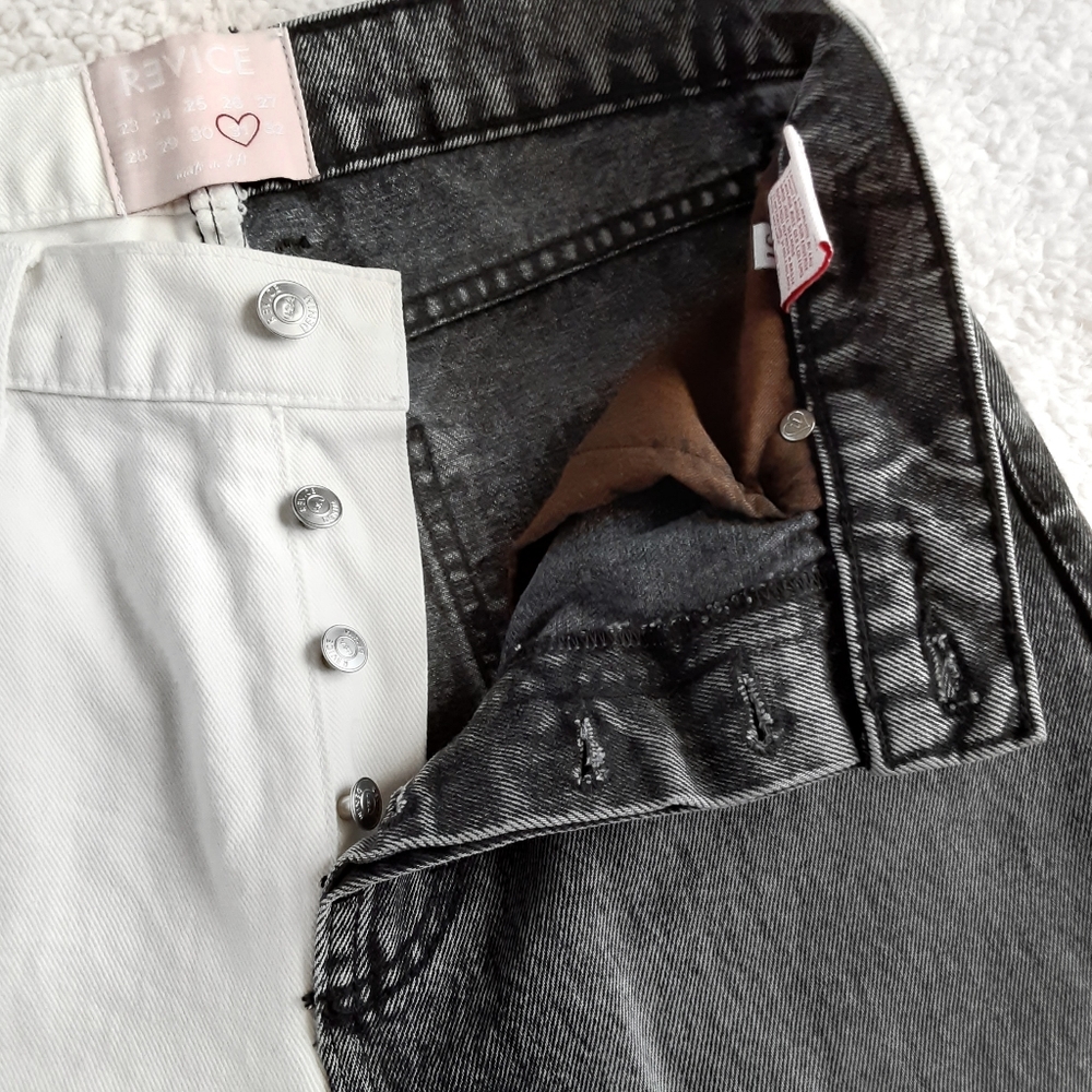 ☆ SOLD! ☆ REVICE True Love / Checkmate High Rise Button Fly Two Tone Straight Le - Picture 3 of 10